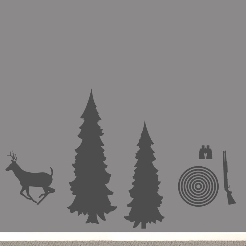 Ensemble de 6 décalcomanies murales pour le paquet de chasse, Gris foncé