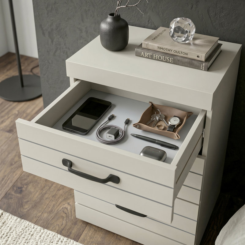 Allington 3 Drawer Bedside Table, Light Grey