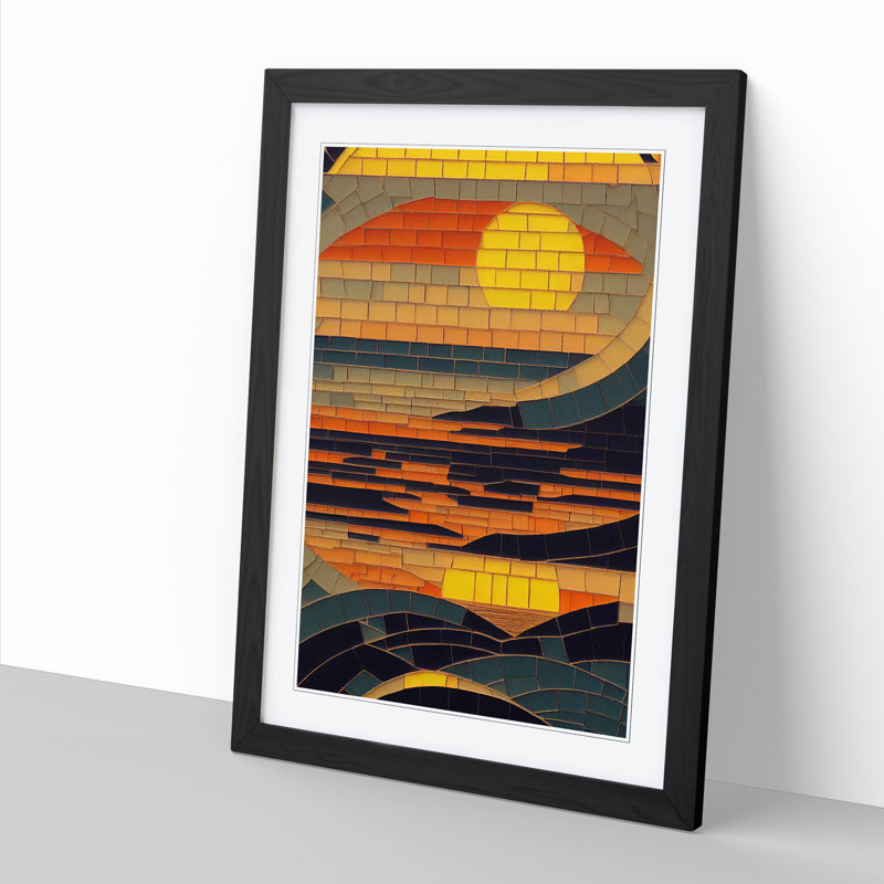 Sunset Mosaic - Picture Frame Print, 46cm H x 25cm W x 2cm D, Walnut