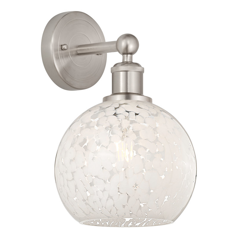 Berdena Steel Armed Sconce, 12.25" H x 8" W x 8.5" D, Satin Nickel