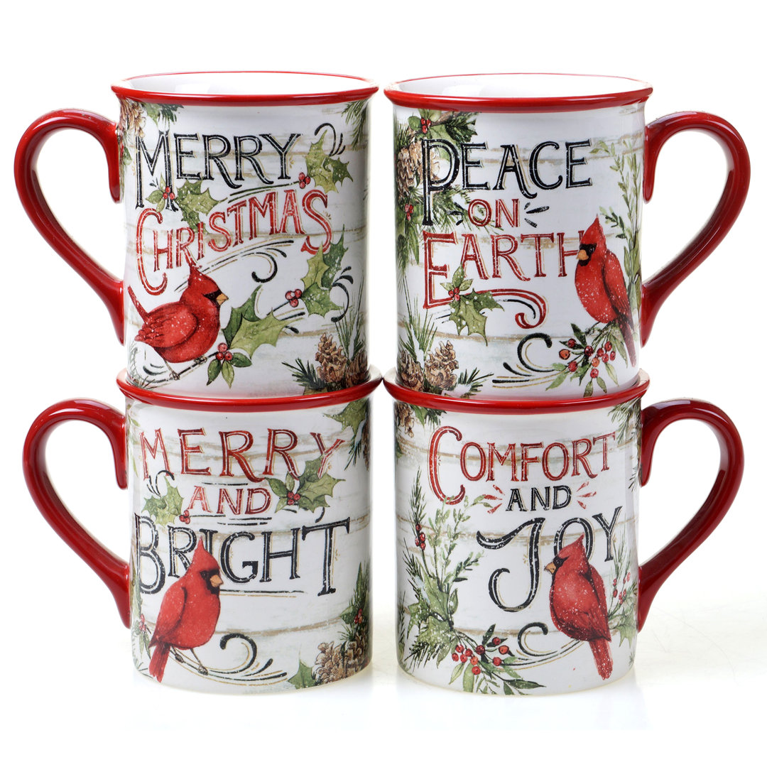 Certified International Evergreen Christmas Set Of 4 Mug Certified International