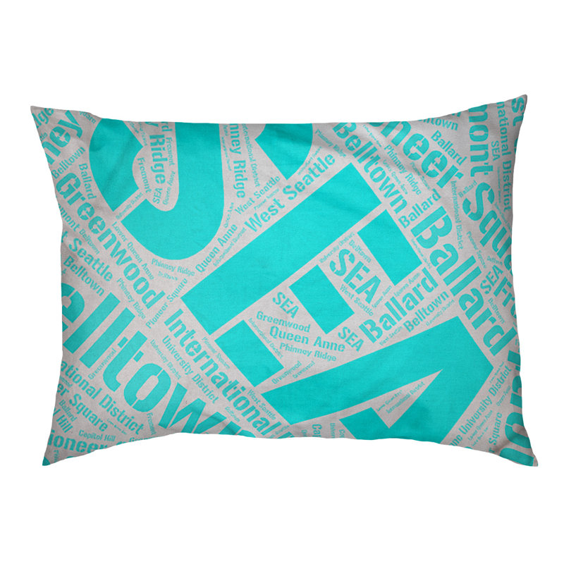 Coussin de chien « districts », Très grand (H 17 po x l 50 po x P 40 po), Cyan, Seattle