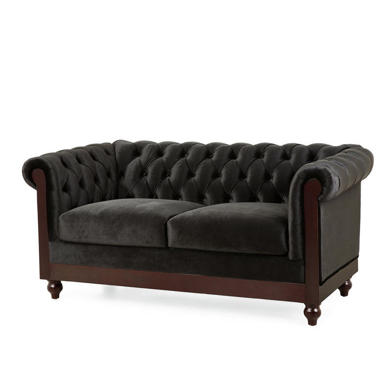 Canapé Chesterfield en velours 59,44 po VIVALUX, Noir