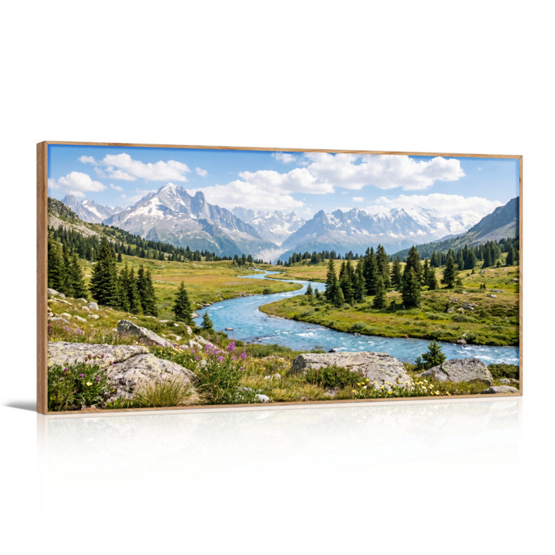 «Mountain River», reproduction d'art sur toile, ensemble de 1, Naturel, L 40 po x H 20 po