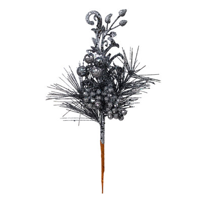 Vickerman Berry Glitter Leaf Artificial Christmas 10 " H Faux Fruit Plant