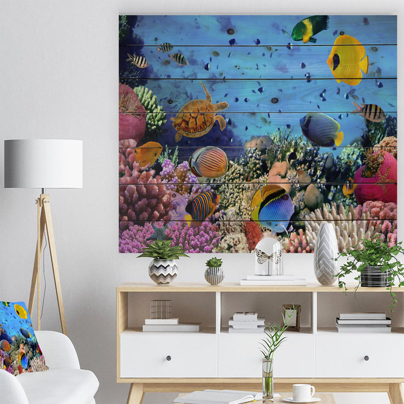 Coral Reef Coral Colony - impression sans cadre sur bois, H 8 po x l 12 po x P 1 po