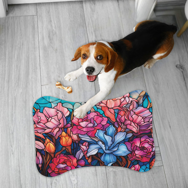 Art floral teinté - 1 tapis d'alimentation en forme d'os, 18"