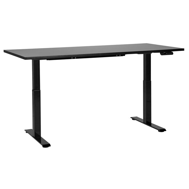 Luff Adjustable Height Steel Standing Desk, 128cm H x 180cm W x 80cm D, Black, Black