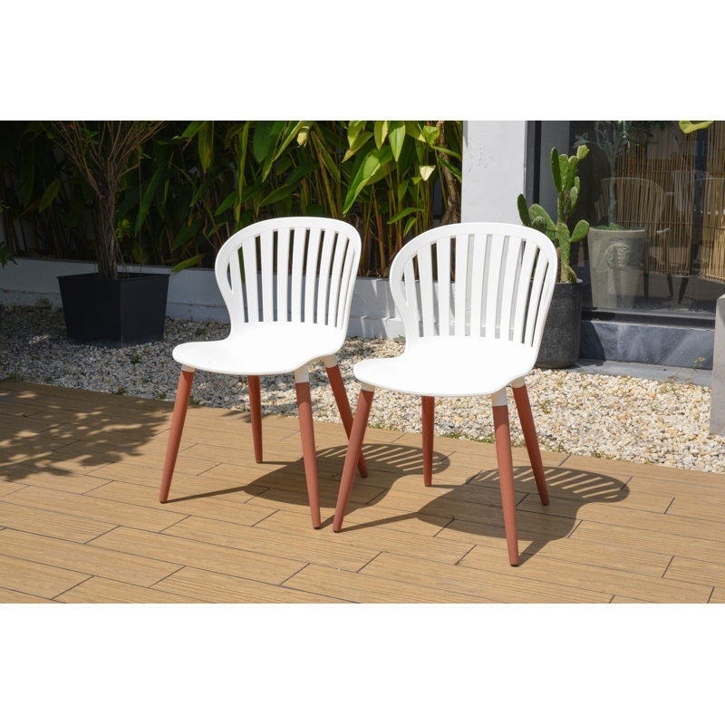 Chaises de patio Elian Amazonia, Chaise blanche, Bois foncé