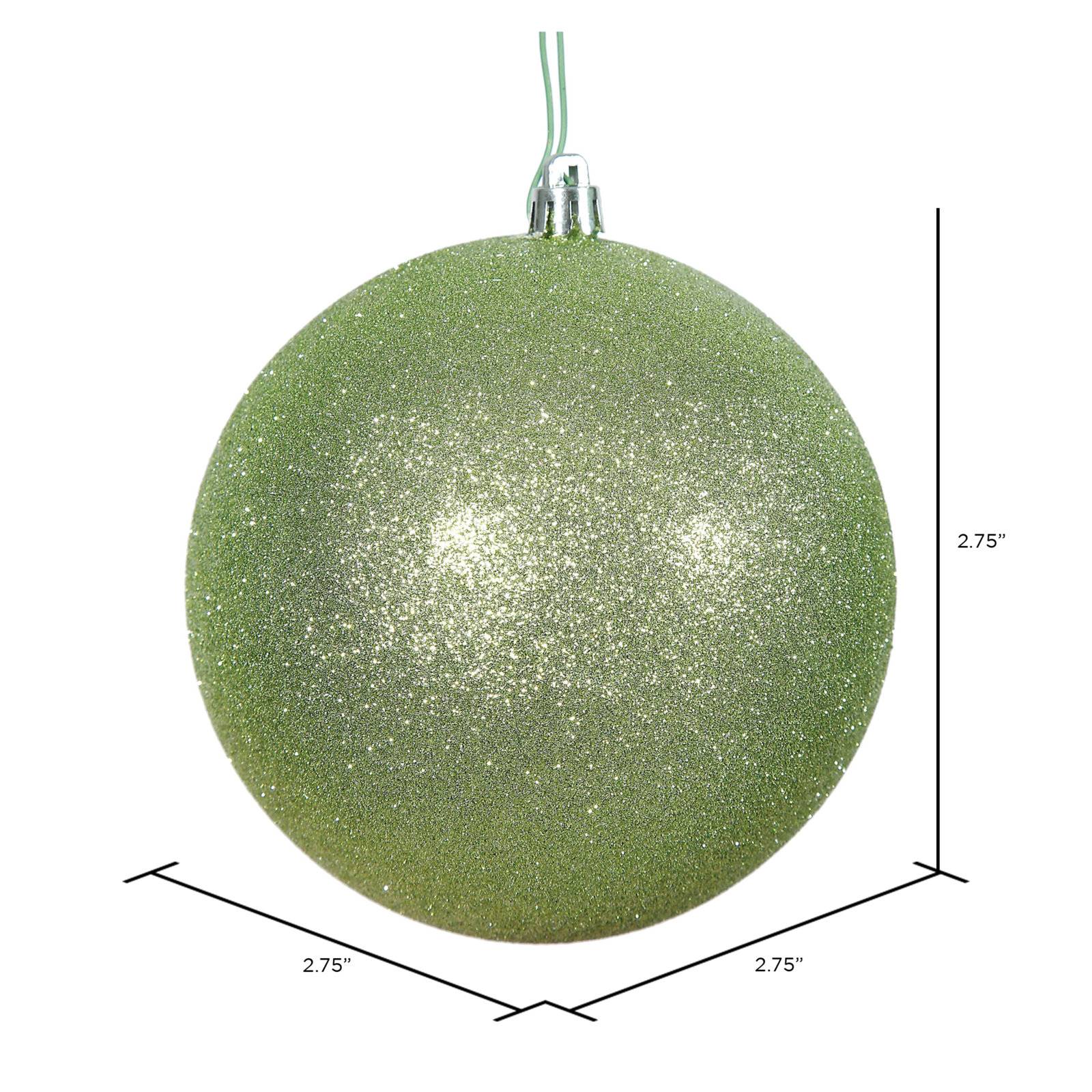 Holiday Décor Ball Ornament, Celadon, 2.75" H x 2.75" W x 2.75" D