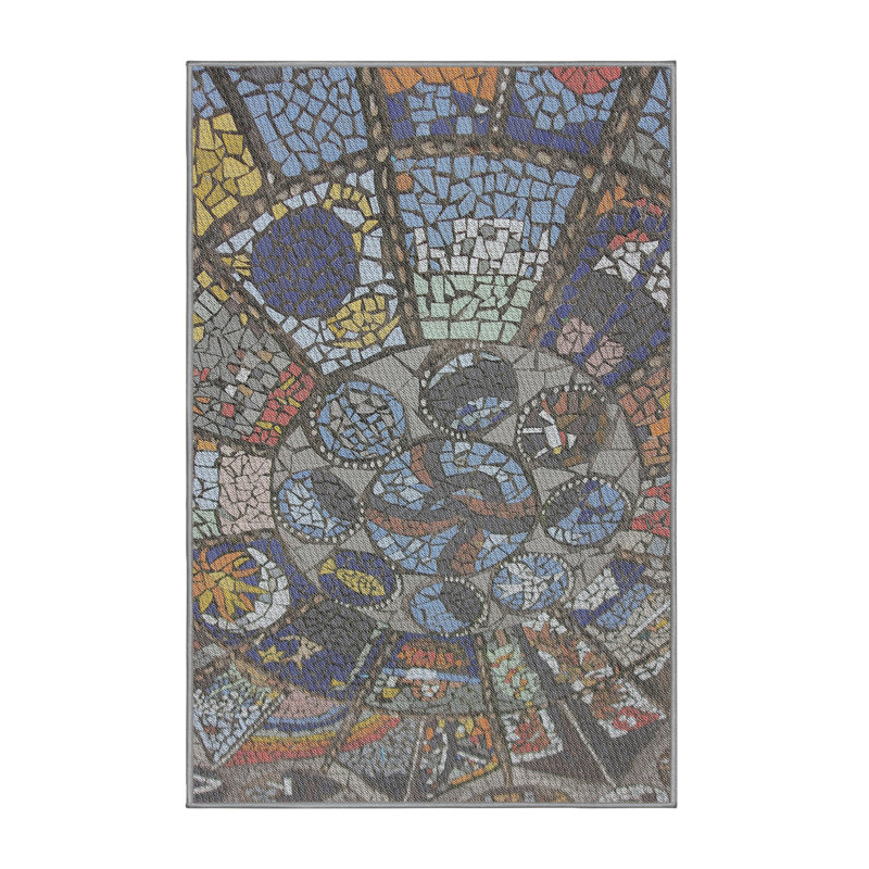 Tapis vert/brun tissé à la machine, Rectangle 2 pi x 4 pi