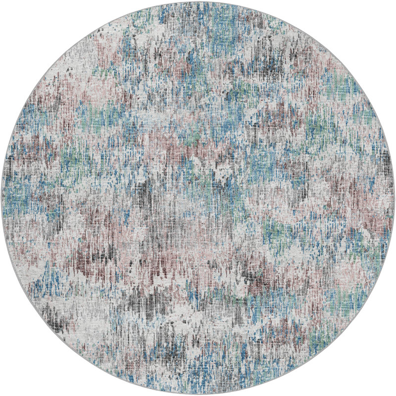 Premium Machine Washable Dream Shag ADS66 Soft Abstract Rug, Multi, 8' Round