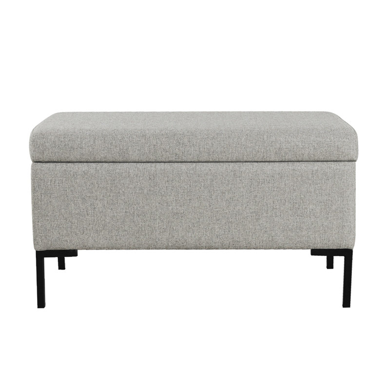 Banc avec rangement Ray, velours, pieds en métal, 32 pouces Ray, Gris