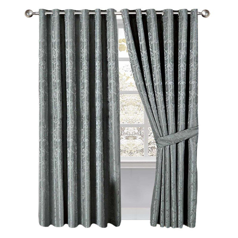 Semi Sheer Curtain Pair, Silver, 117 W x 137 D cm