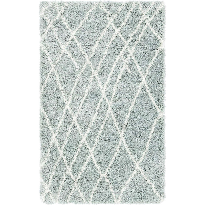  Tapis géométrique vert sauge, Rectangle 3 pi 3 po x 5 pi 3 po