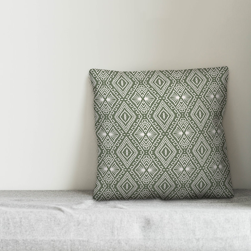 Coussin Tribal, 18" x 18", Vert