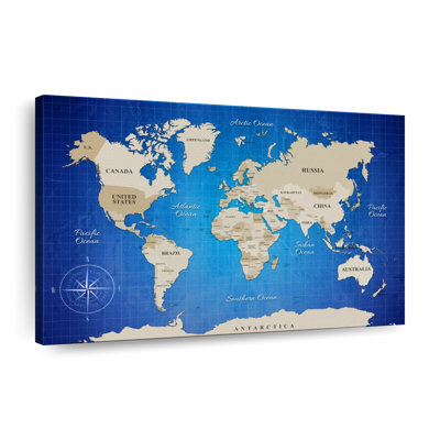 " Beige Longitude World Map " by Globetrotter Studio