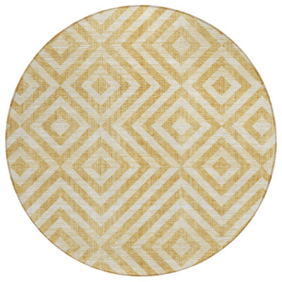 Tapis intérieur / extérieur rond lavable 8 pi beige et ivoire 8 po