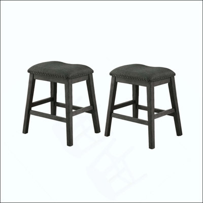 Tabouret de comptoir rembourré en tissu de lin (ensemble de 2), en chêne massif durable, confortable et élégant pour les repas modernes