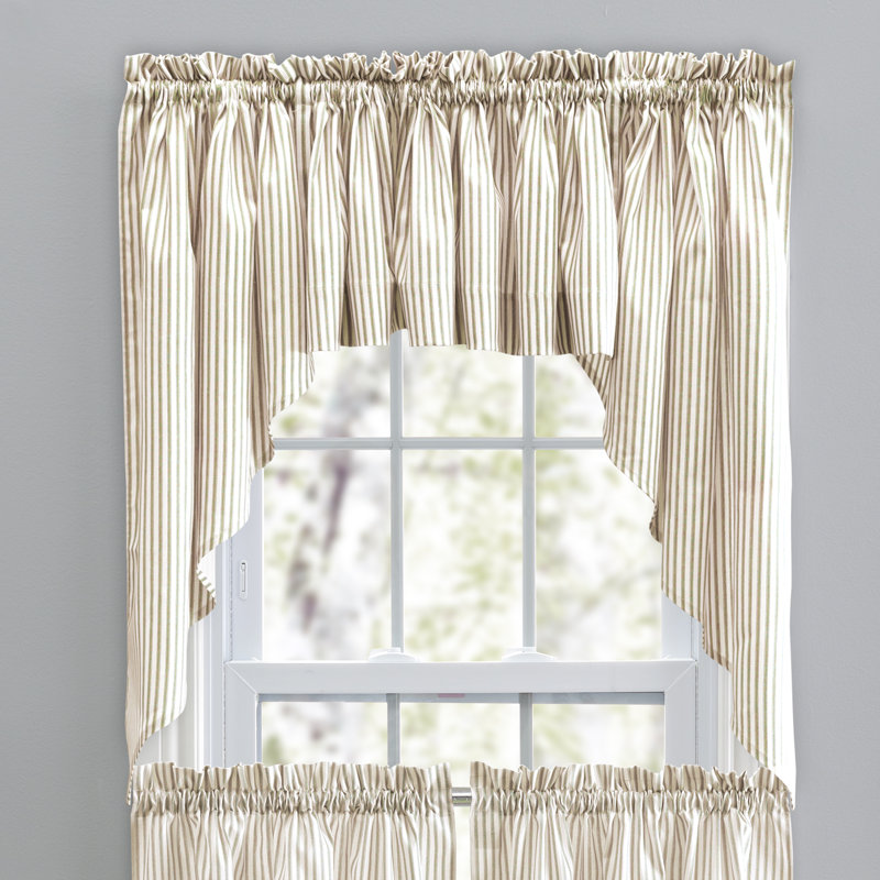 Charis Cotton Blend Striped Swag Window Valance, Tan