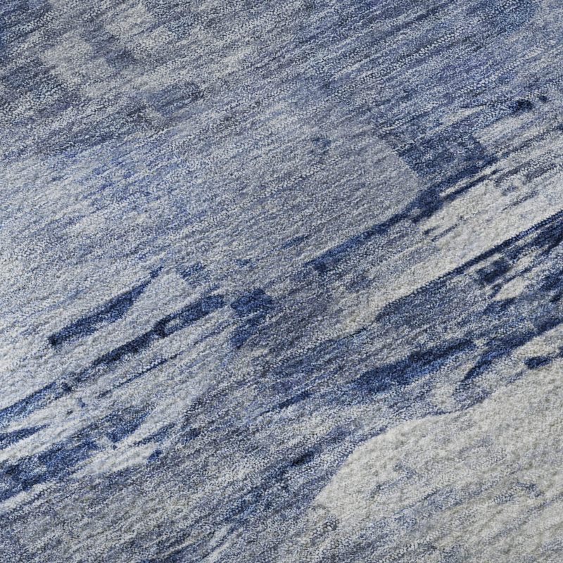 Tapis bleu 8 pi x 10 pi lavable à la machine Premium Cerrito AMF595, Tapis de couloir 2 pi 3 po x 7 pi 6 po