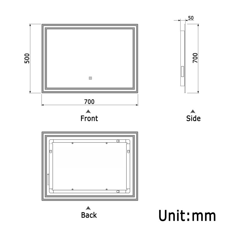 Britnay Rectangle Mirror, 50cm x 70cm