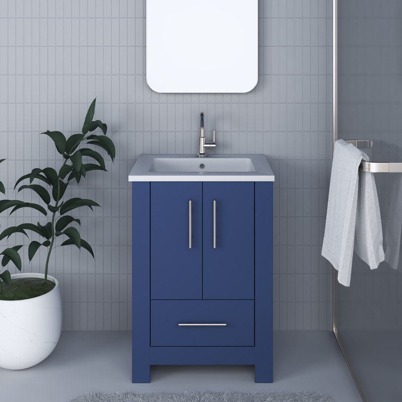 Ensemble de meuble-lavabo simple 24 po Boston, Bleu marine