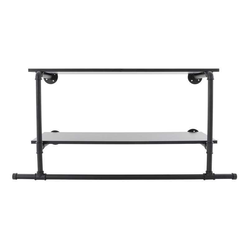 Wall-mounted Metal Clothing Rack, Satin Black