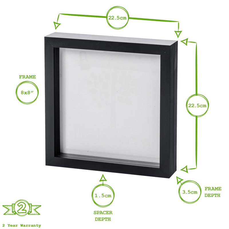 Nicola Spring - 3D Box Photo Frames - 8" x 8" - White