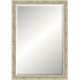 Distressed Antique Ivory Beveled Signature Mirror