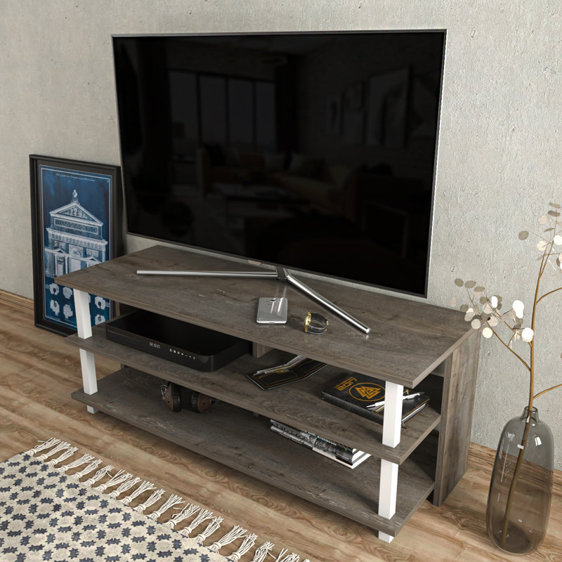 Pueblo TV Stand for TVs up to 50", White/Dark Oak