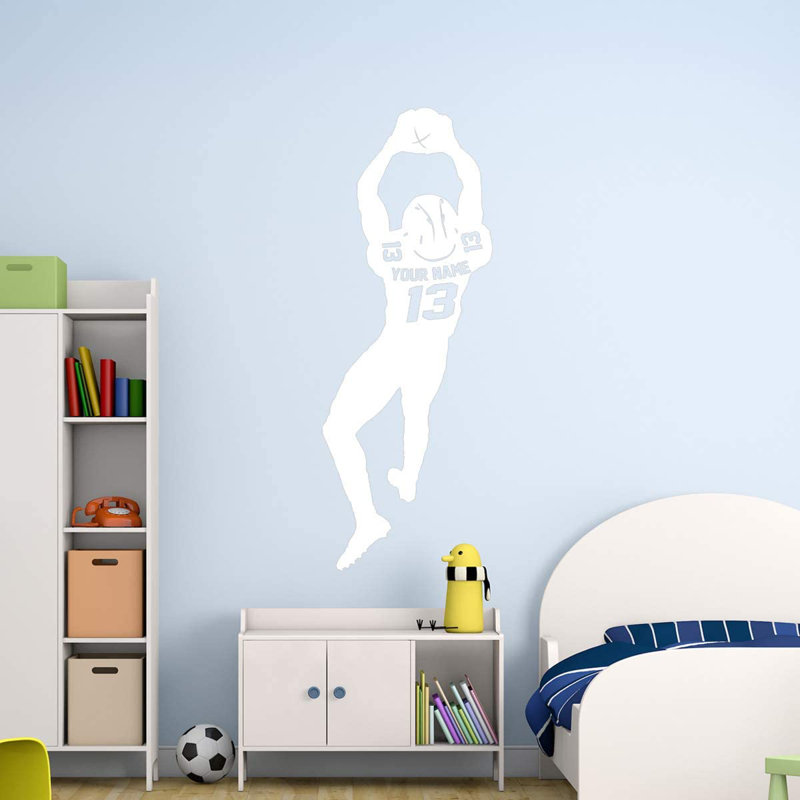 Décalcomanie murale de joueur de football Trinx avec nom personnalisé - CS48, H 24 po x l 8 po, Blanc
