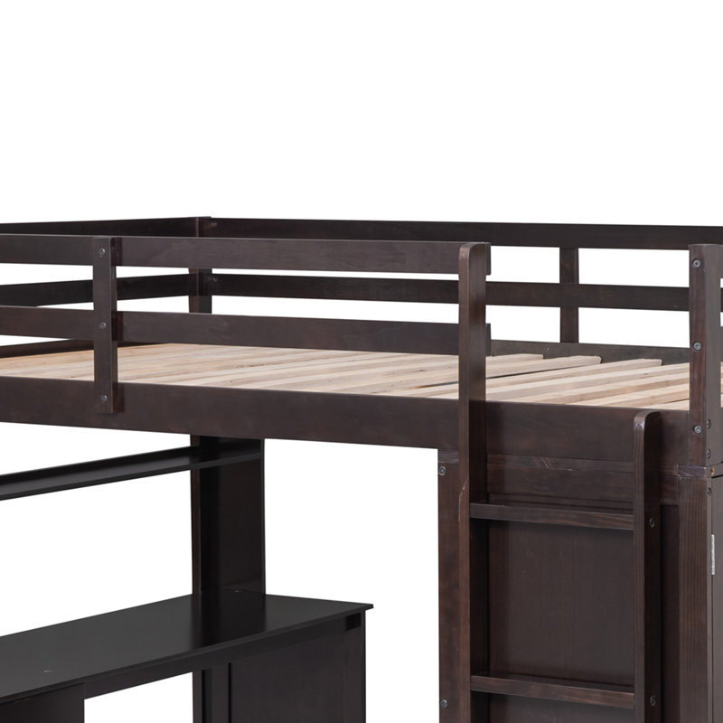 Lit mezzanine double avec tiroirs Alvara Kids, Espresso