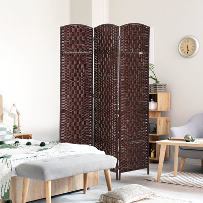 Cloison 3 panneaux Brown Weave - 6 pi de hauteur. Écran d'intimité artistique avec style. Idéal pour les petits espaces et les appartements. Panneaux hauts portatifs pliables, brun. Espaces. Conception. Rangement facile à plier