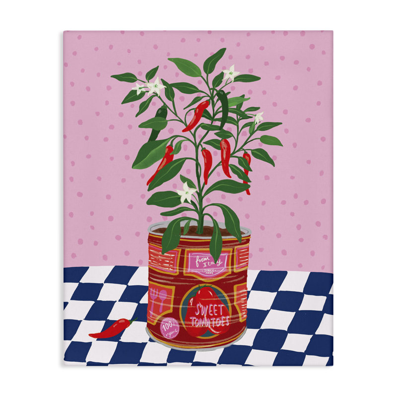  «Pepper Plant in Tin», art mural sur toile par Be Ni La, H 30 po x l 24 po