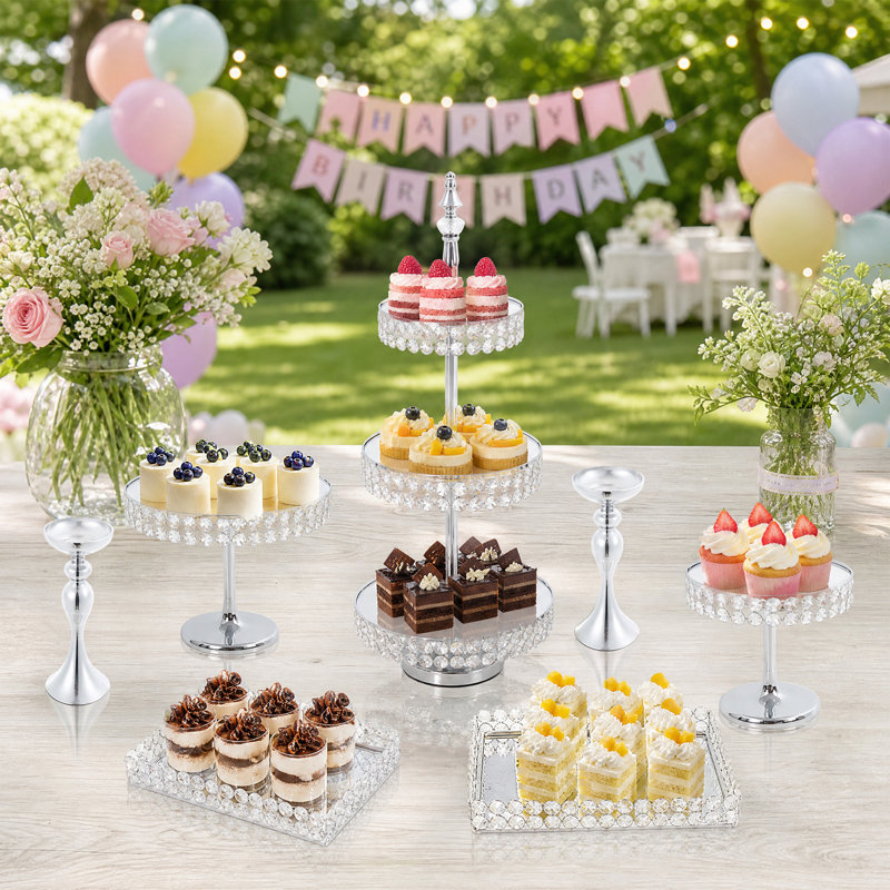 7 présentoirs à gâteau 7 pièces - Présentoir de table à dessert avec plateaux pour mariage, anniversaire et fêtes