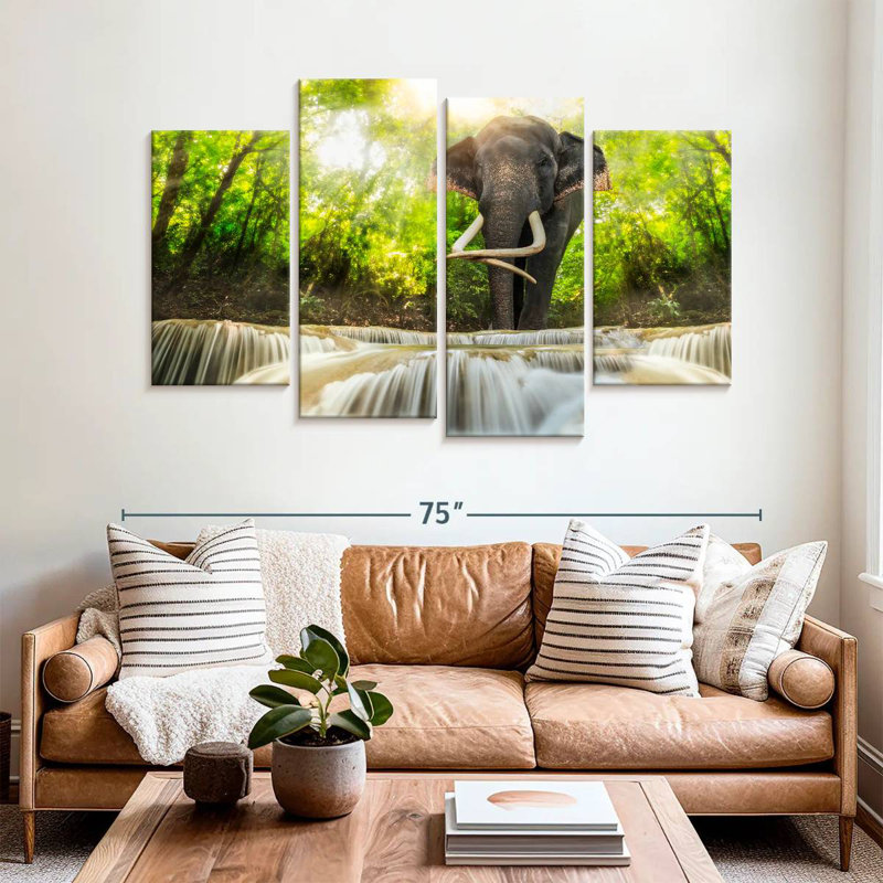 Brampt Waterfall Elephant, 42" H x 68" W