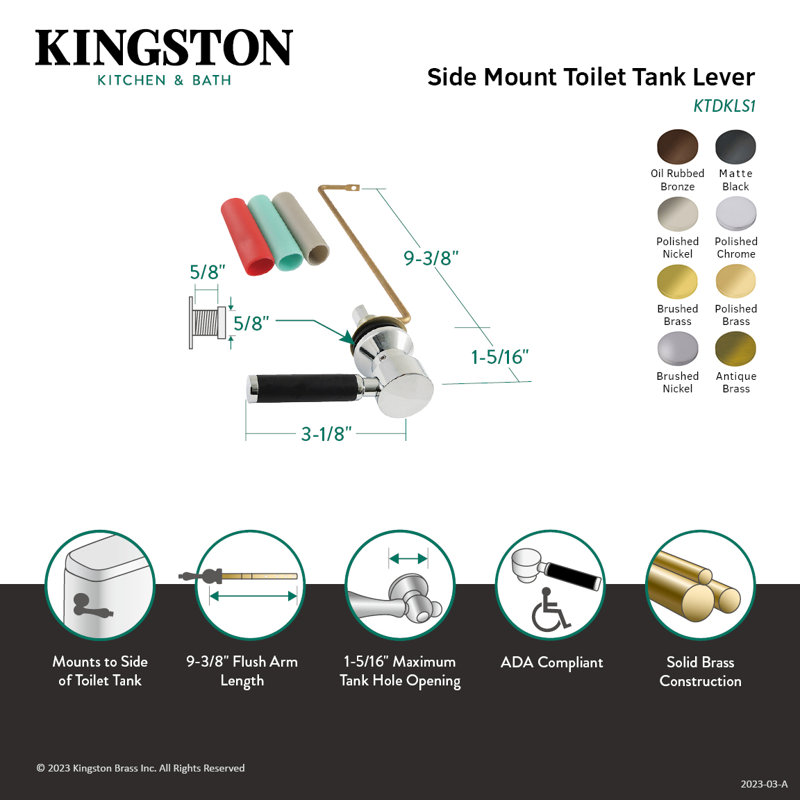 Kingston Brass Kaiser Side Mount Toilet Tank Lever, Antique Brass