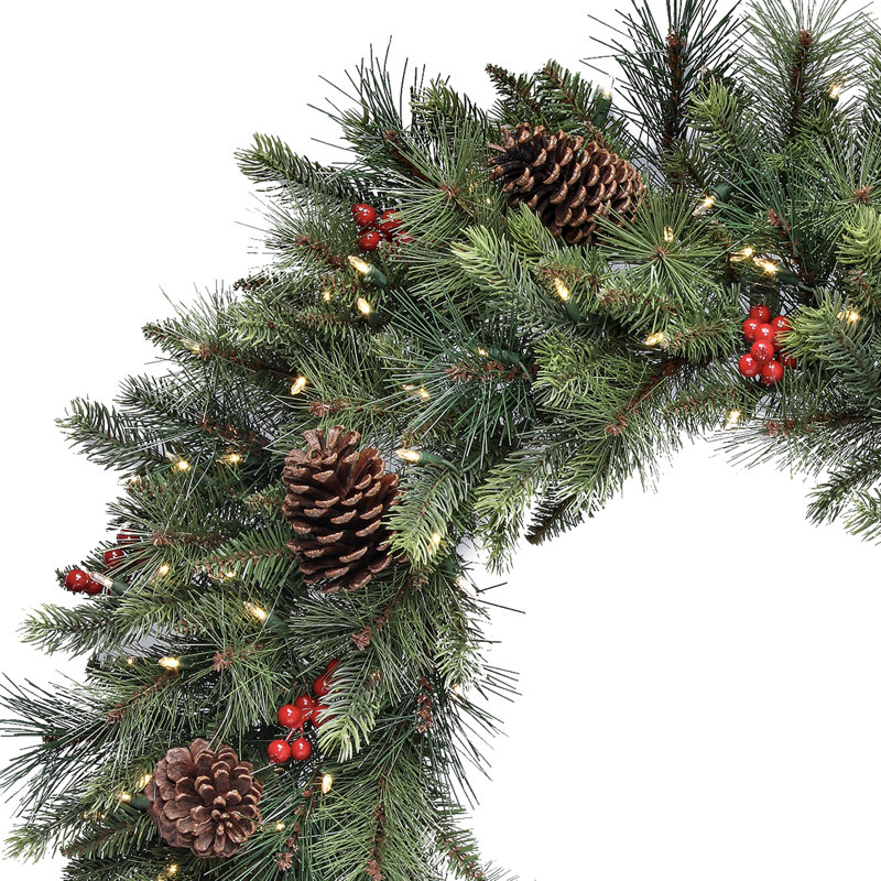 36" LED Forest Berry Fir Wreath