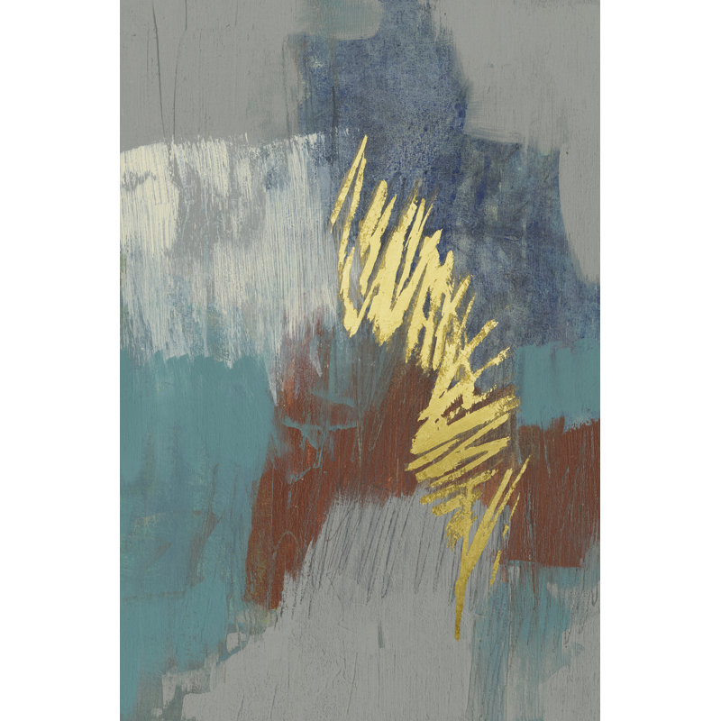 Scripted Rust And Teal II by Jennifer Goldberger - Wrapped Canvas Painting, 46cm H x 30cm W