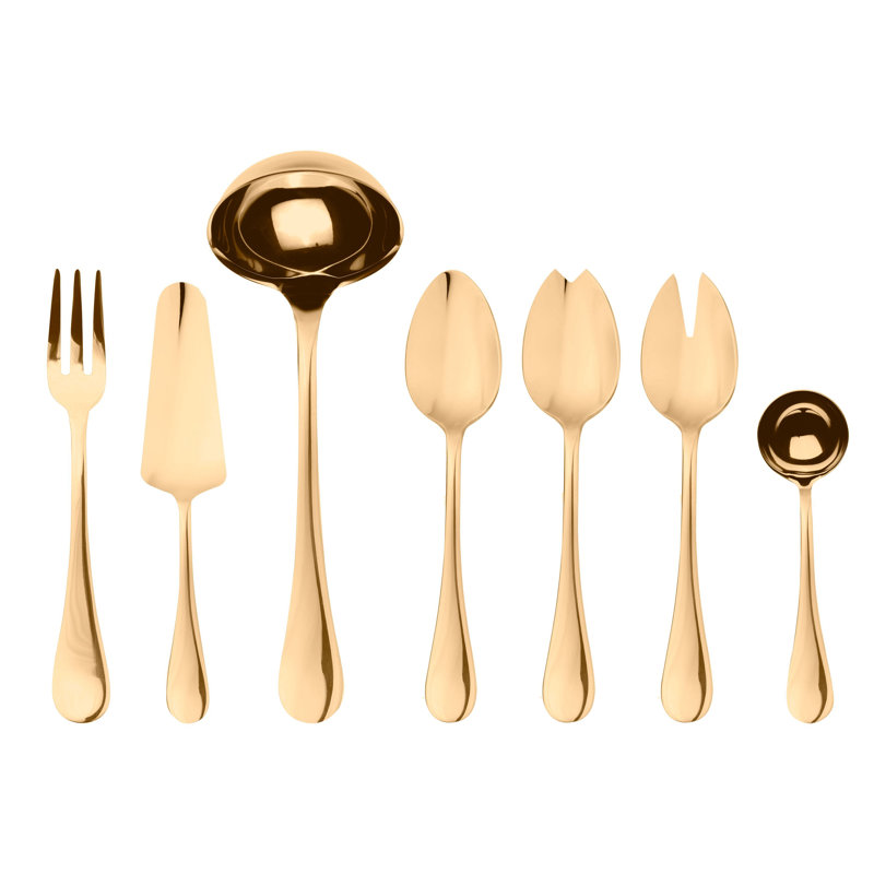 Full Serving Set 7Pcs Brescia Stainless Steel, Gold