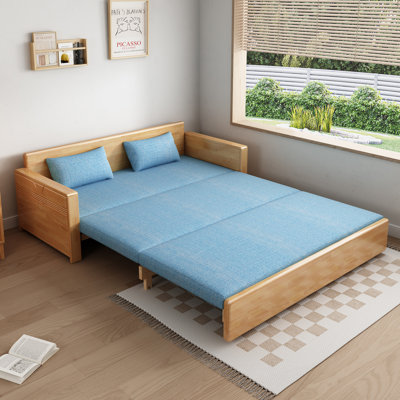 Canapé-lit 70,8 po avec coussins, canapé-lit modulaire avec méridienne réversible, lit escamotable 3 en 1 en bois massif pour salon, appartement
