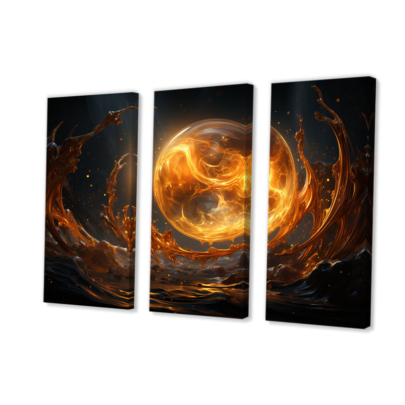 Verre de feu saturn planète IV - art mural espace planète, H 28 po x l 36 po, Toile tendue