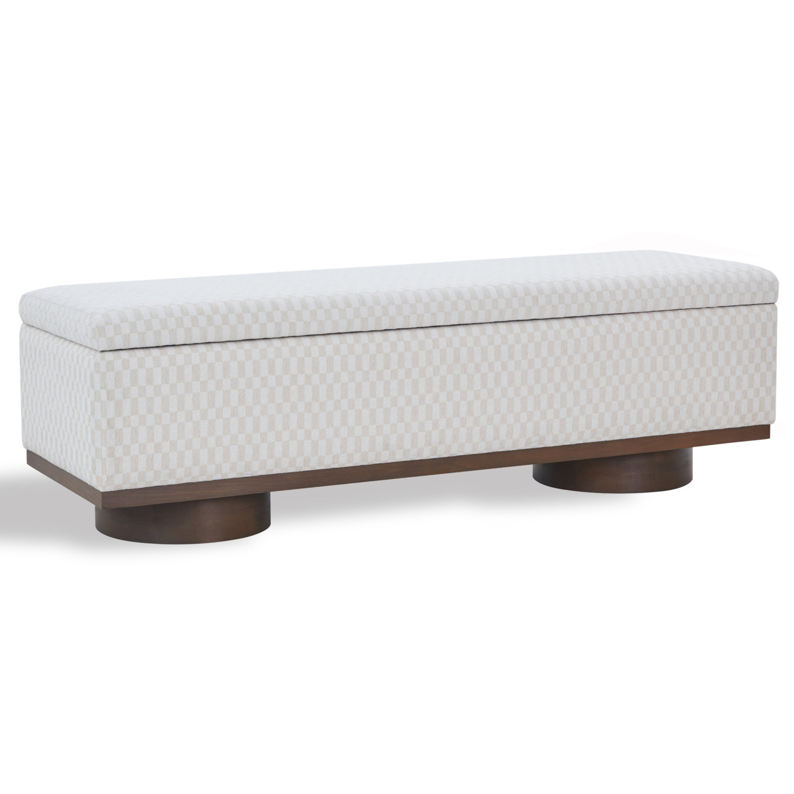 Morje 61" Linen Entryway Bench, Walnut, Taupe Boucle