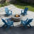 Set of 4 HDPE Outdoor Adirondack Chair Wood Texture Folding Firepit Chair  With  Cup Holder-113489357