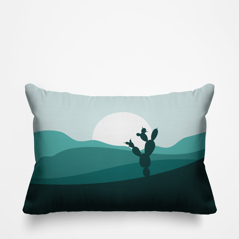 Coussin décoratif intérieur / extérieur Minimalist Desert, Émeraude