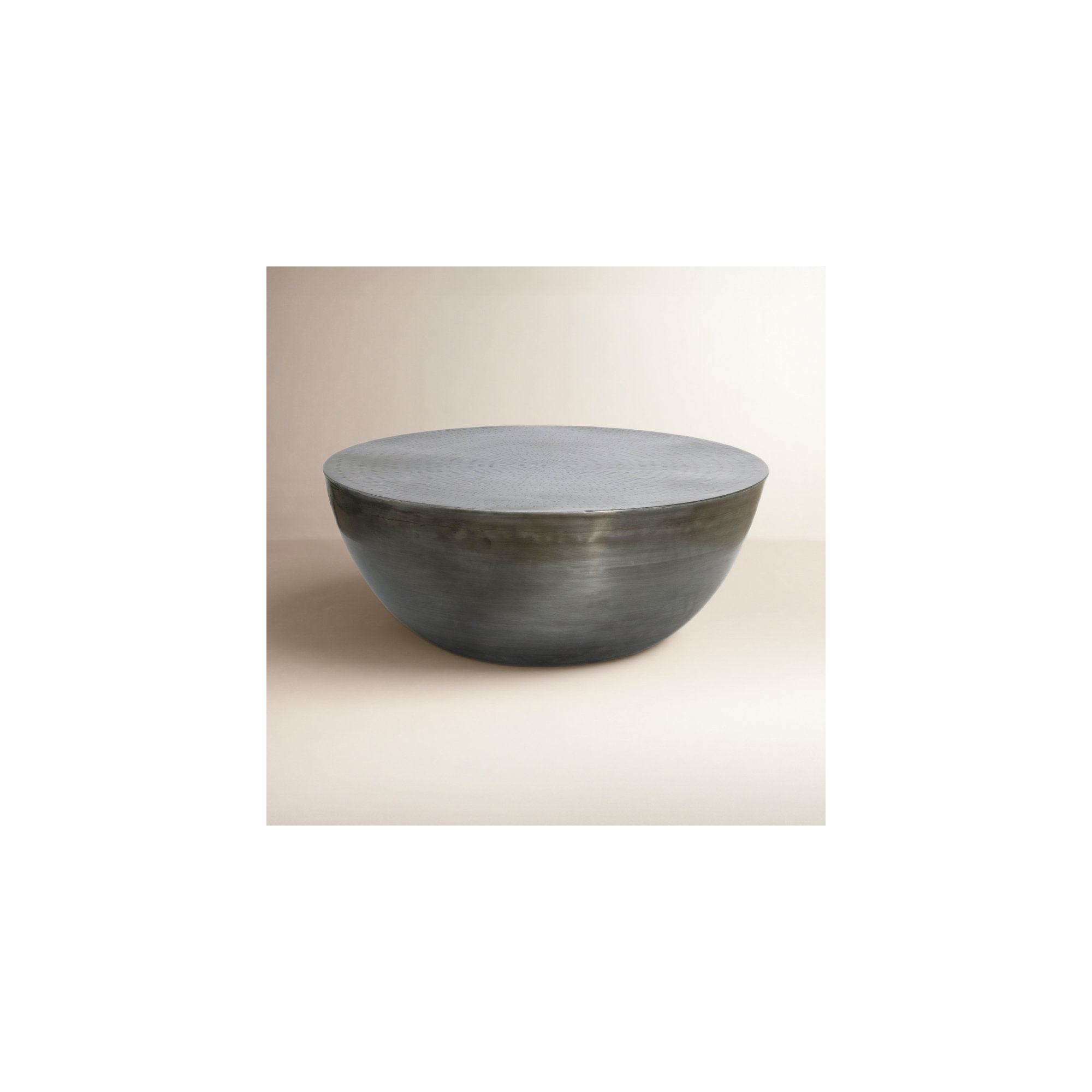 Hobbs Drum Coffee Table, Antique Nickel