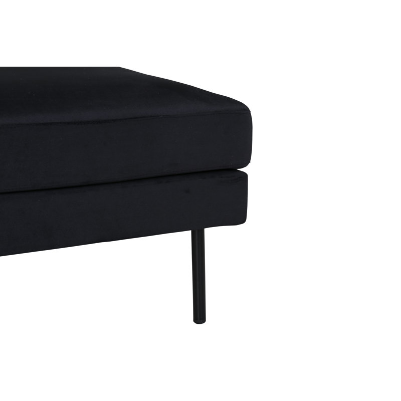 Dareon 64cm Wide Velvet Rectangle Ottoman, Black