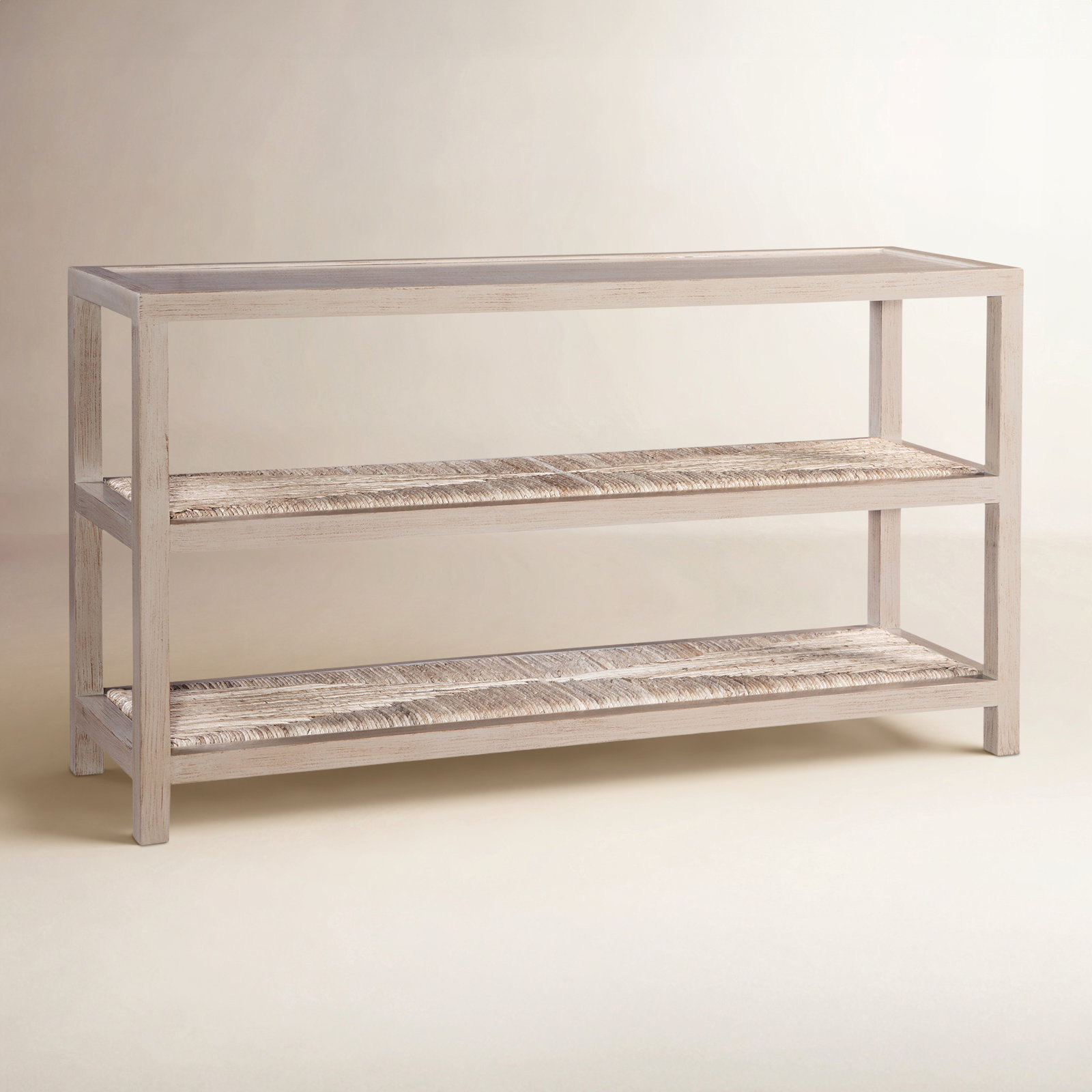 Leon 58'' Solid Wood Console Table, Antique Frost White