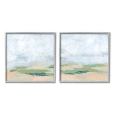 «Soft Soft Abstract Landscape» par June Erica Vess, ensemble de 2 peintures sur bois